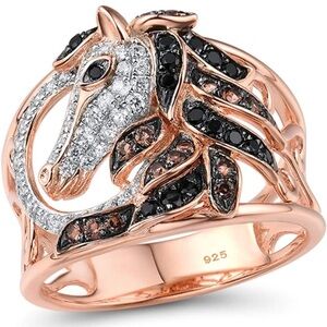 14k Brown Diamond Mustang Horse Ring